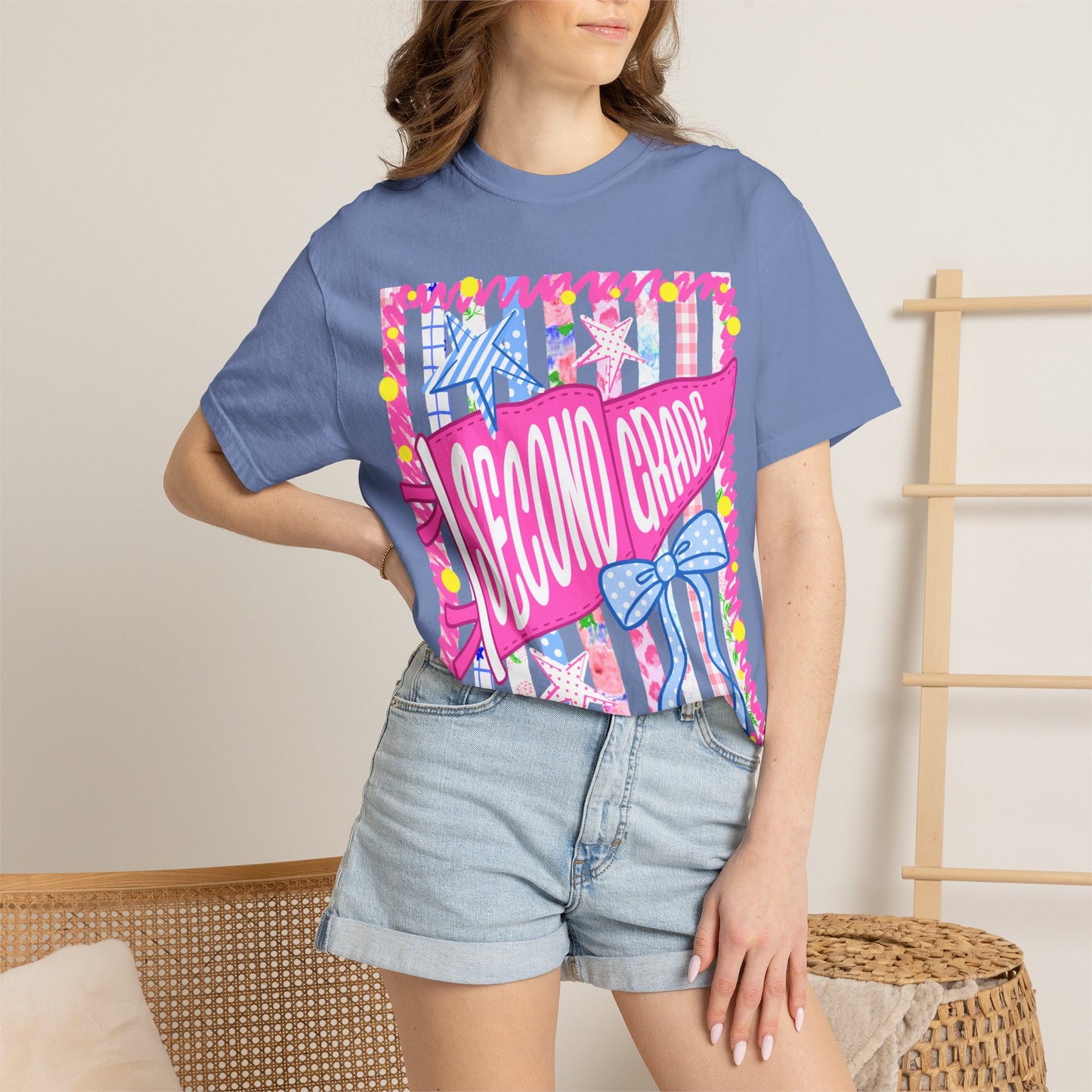 Second Grade Pennant Flag Stripes Comfort Colors