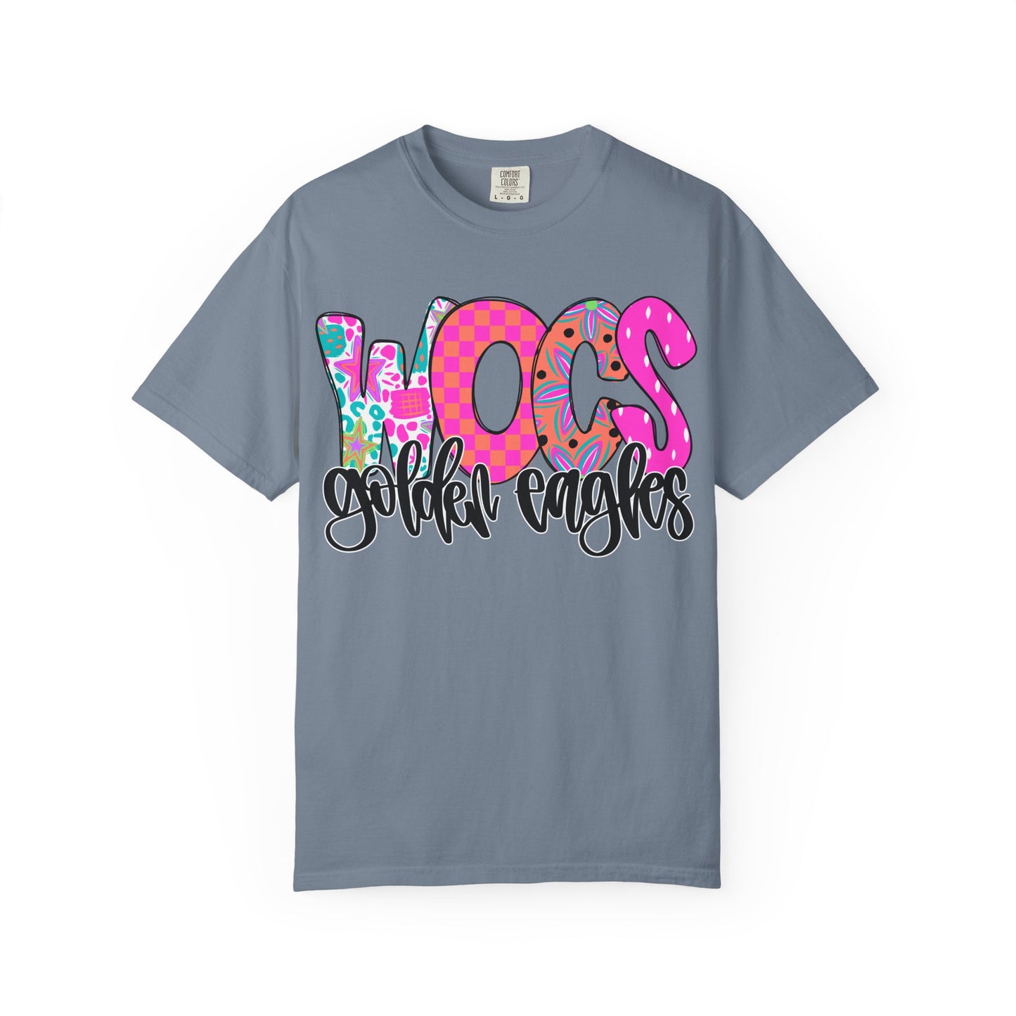 WOCS Golden Eagles Script comfort colors tee