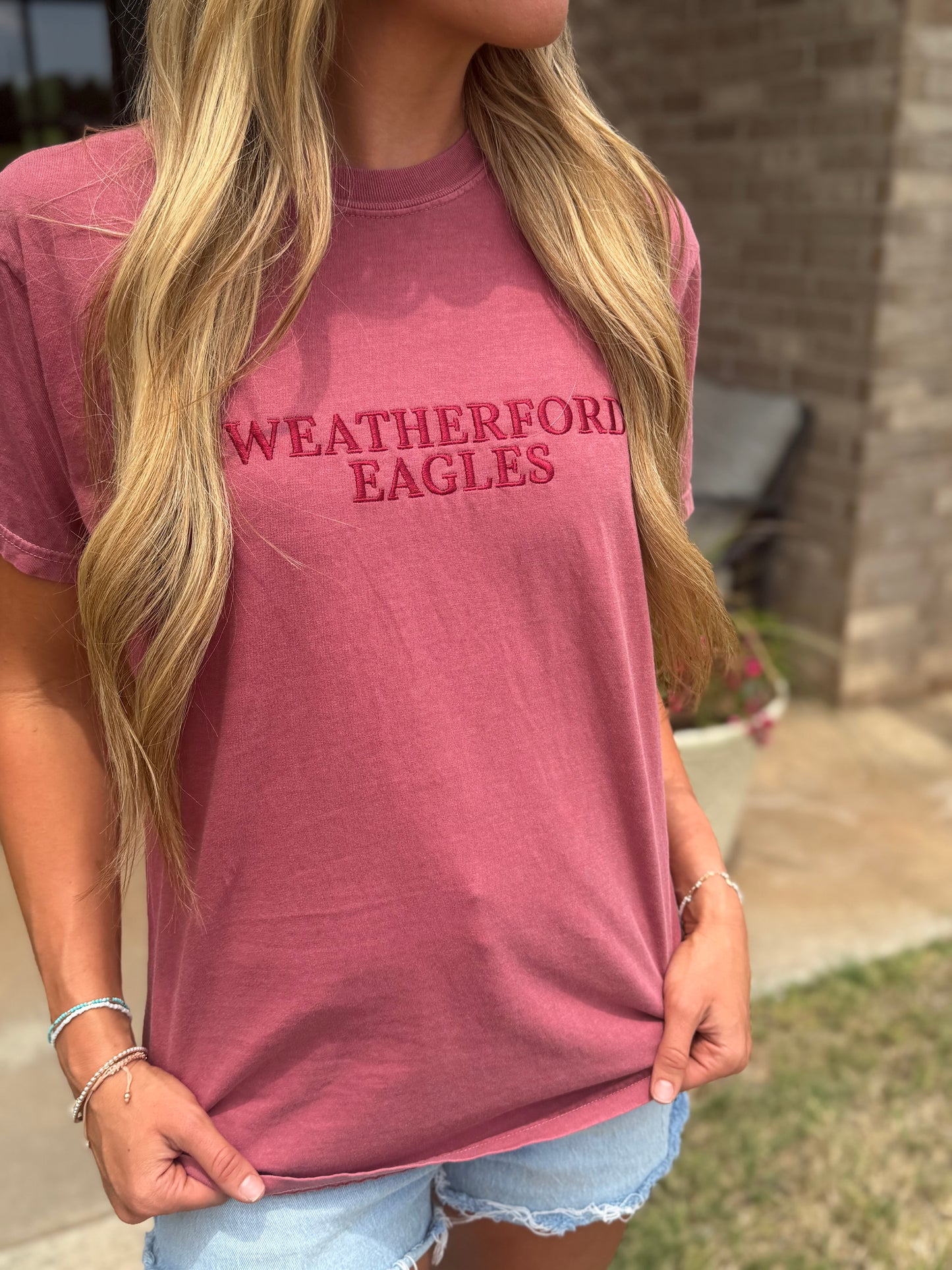 Embroidered Weatherford Eagles Comfort Colors Tee