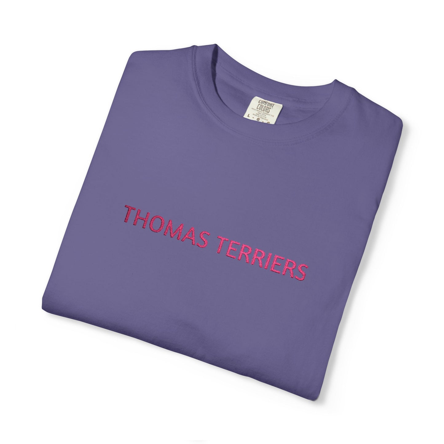 Embroidered Hot Pink Thomas Terriers Comfort Colors Tee