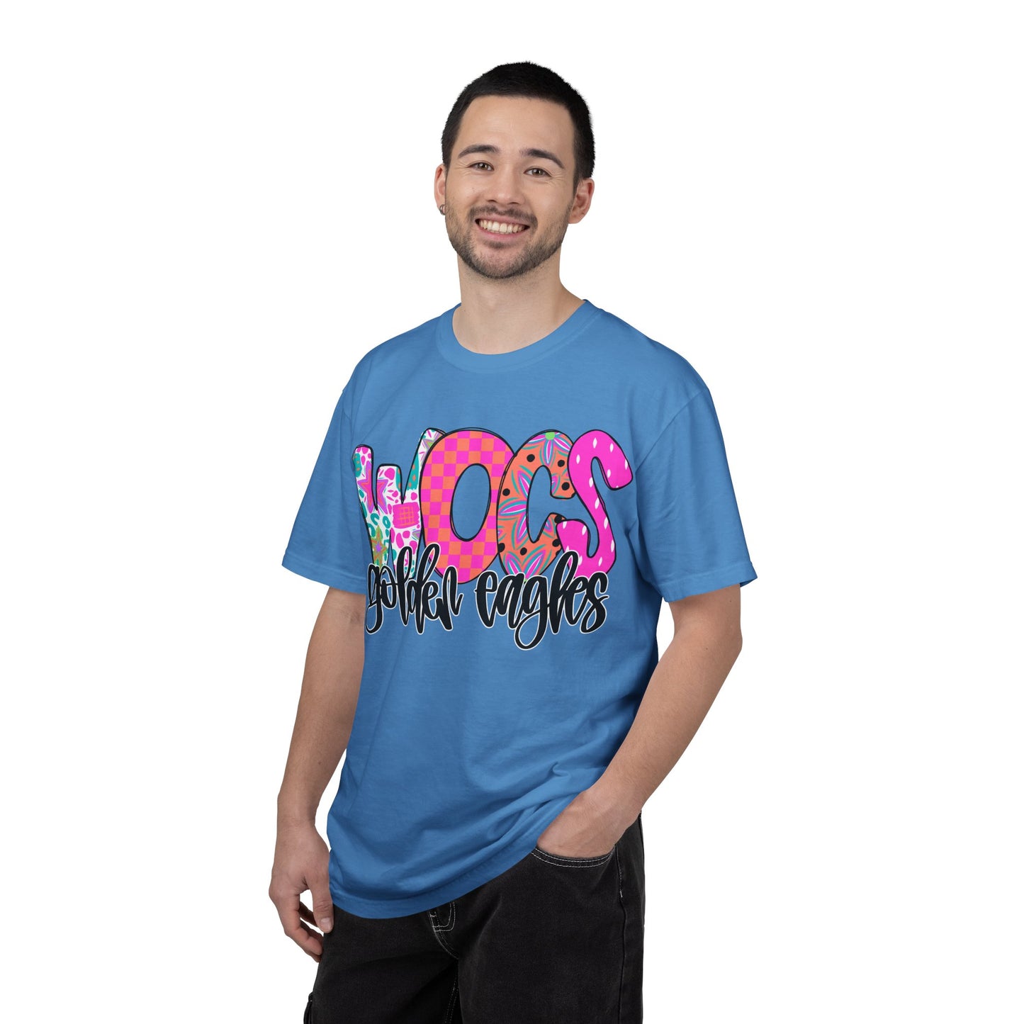 WOCS Golden Eagles Script comfort colors tee