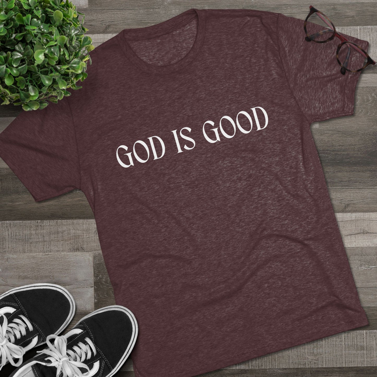 Unisex Tri-Blend Crew Tee D.R33D God is Good Front Back