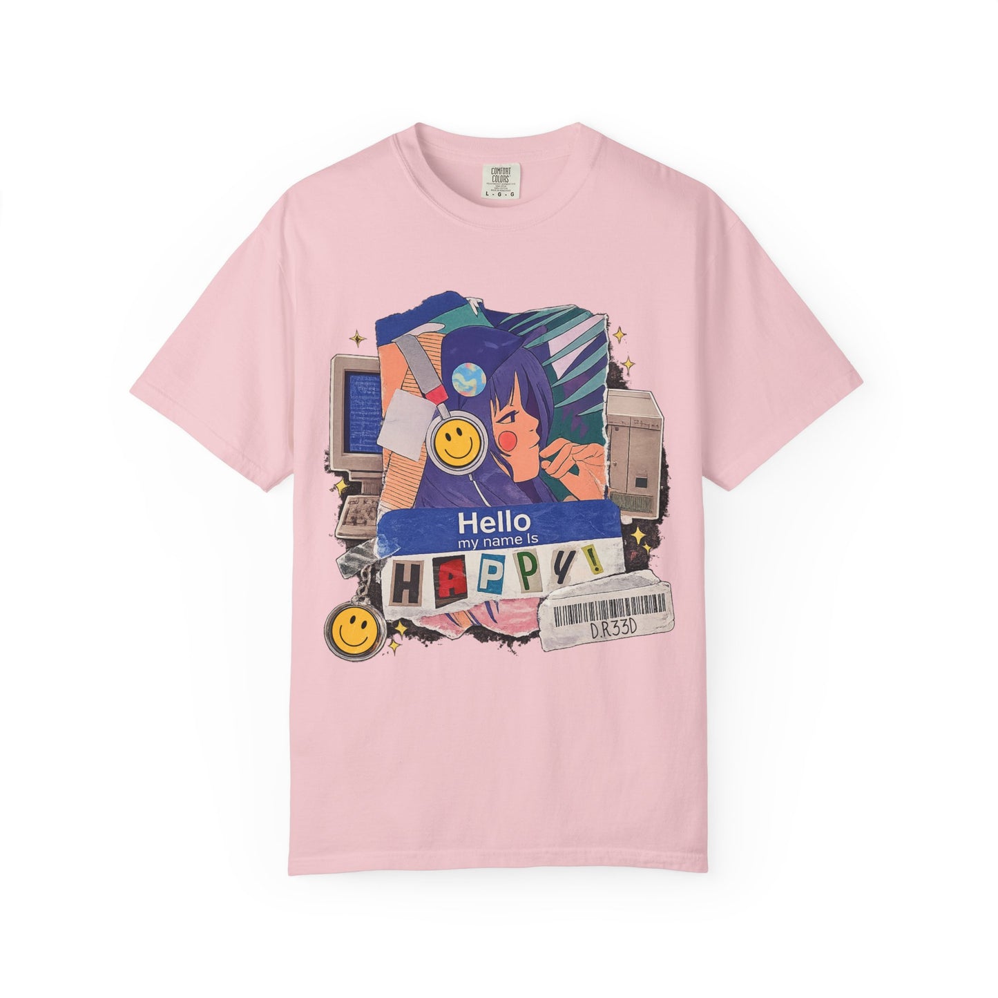 D.R33D Hello my Name is Happy Comfort Colors Front Only
