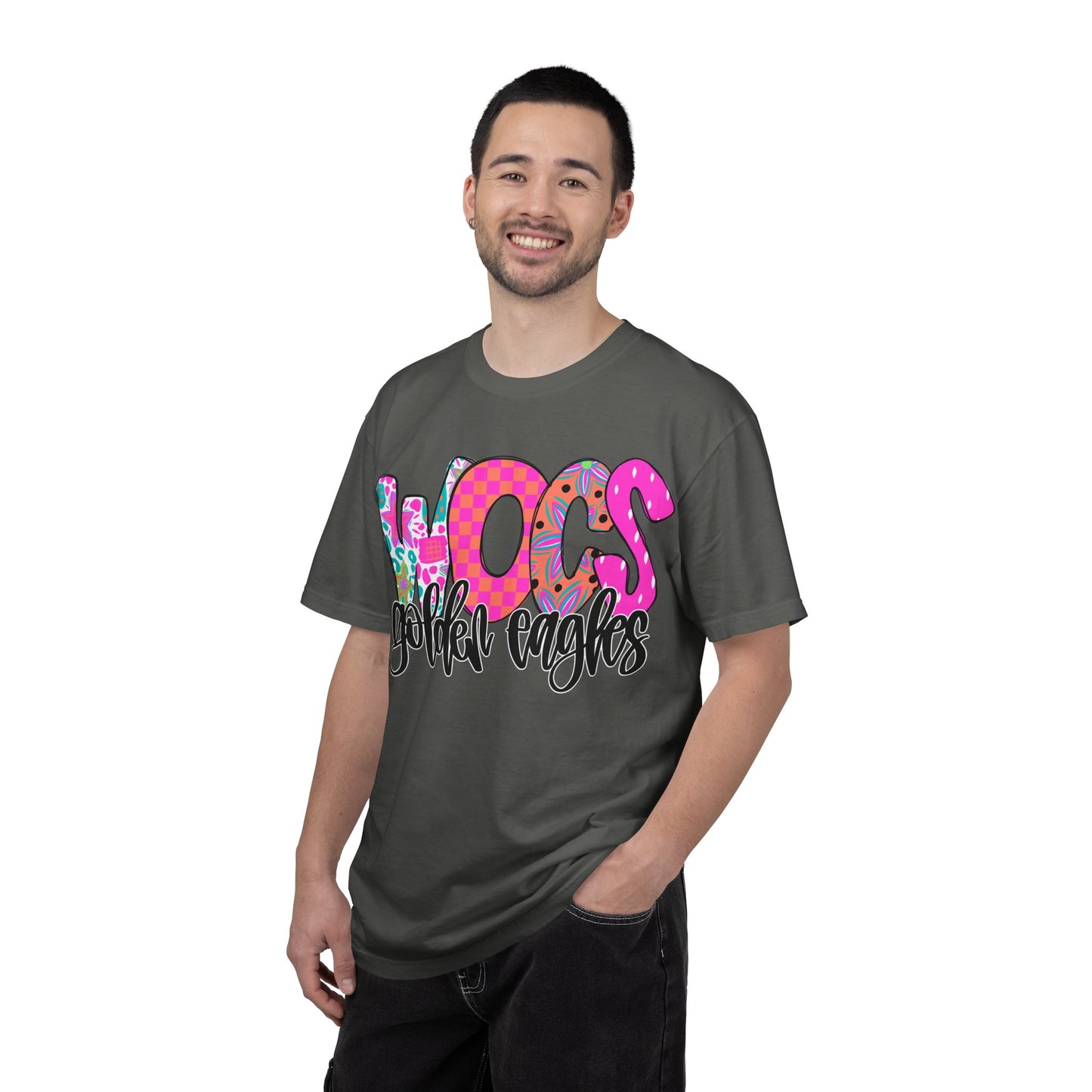 WOCS Golden Eagles Script comfort colors tee