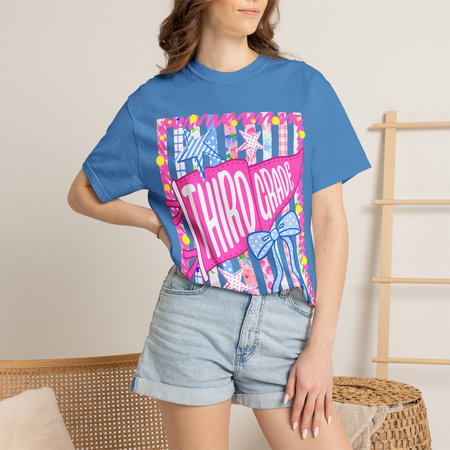 Third Grade Pennant Flag Stripes Comfort Colors