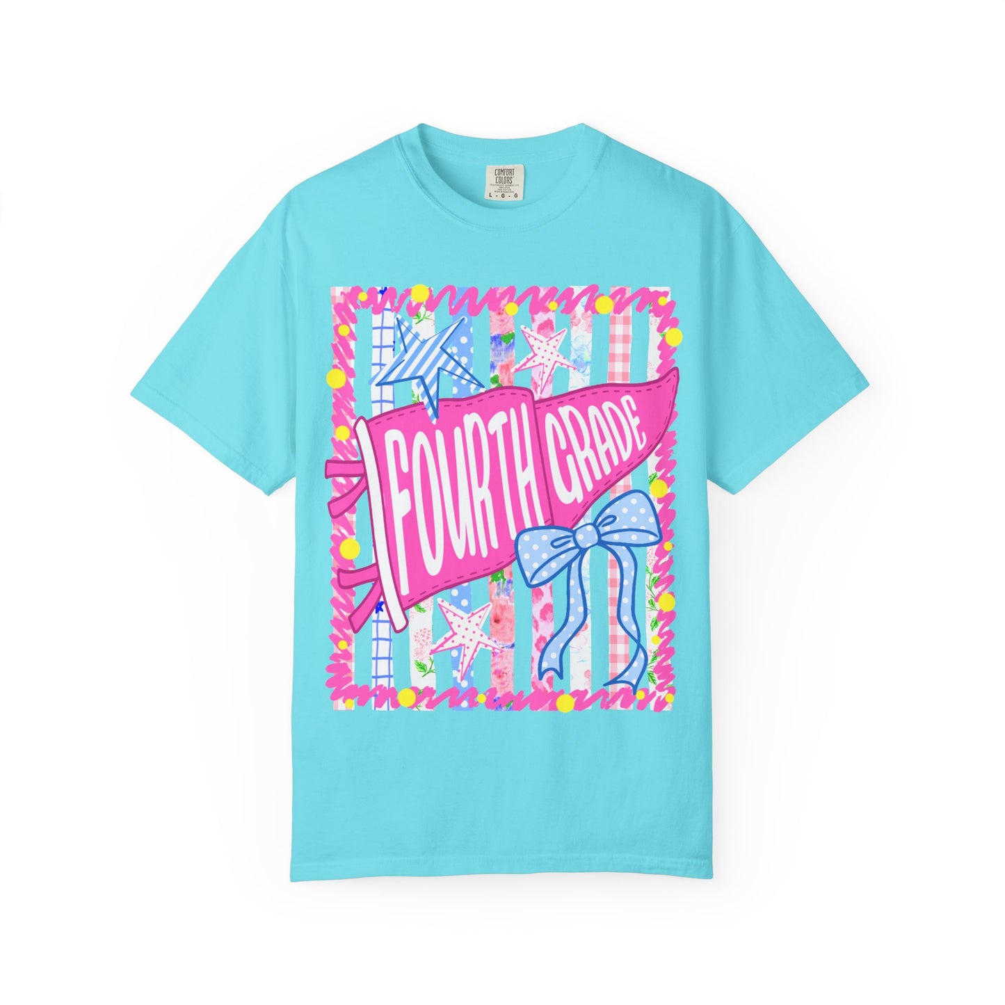 Fourth Grade Pennant Flag Stripes Comfort Colors