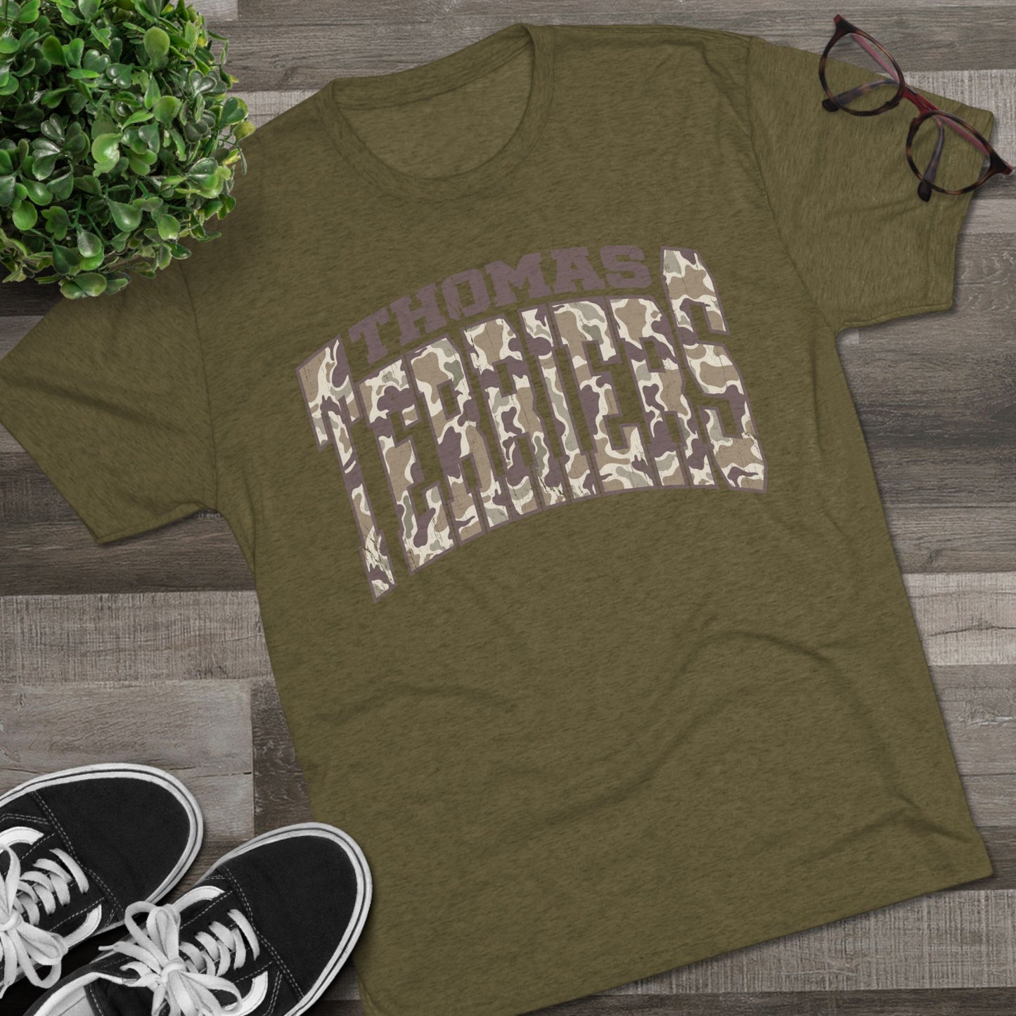 Camo Thomas Terriers Tri Blend Tee