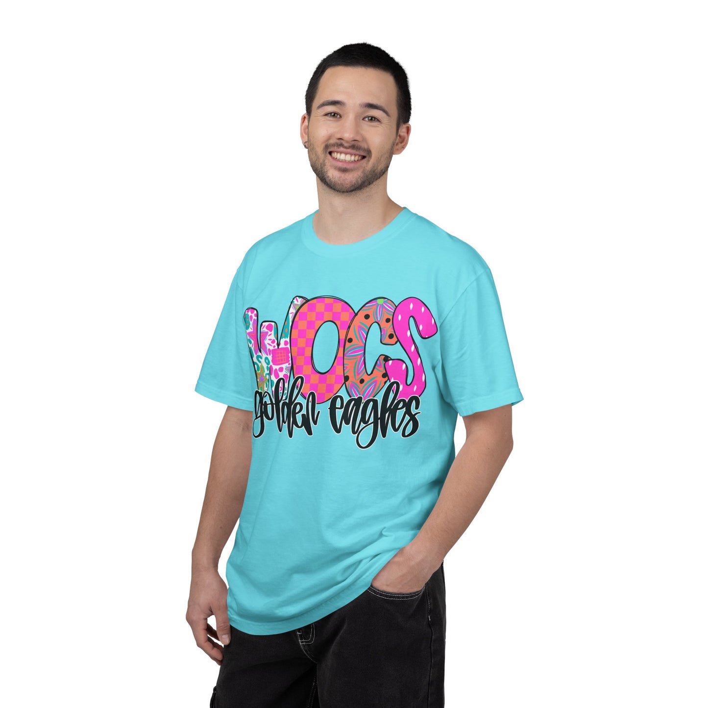 WOCS Golden Eagles Script comfort colors tee