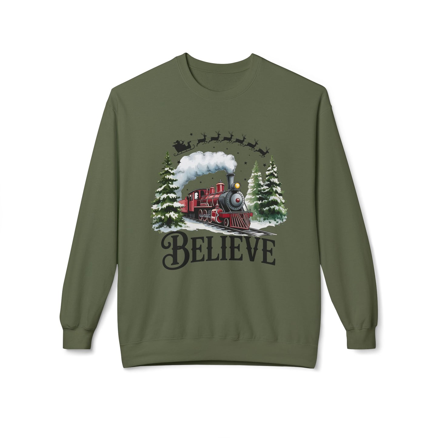Christmas Believe Softstyle Fleece Crewneck Sweatshirt