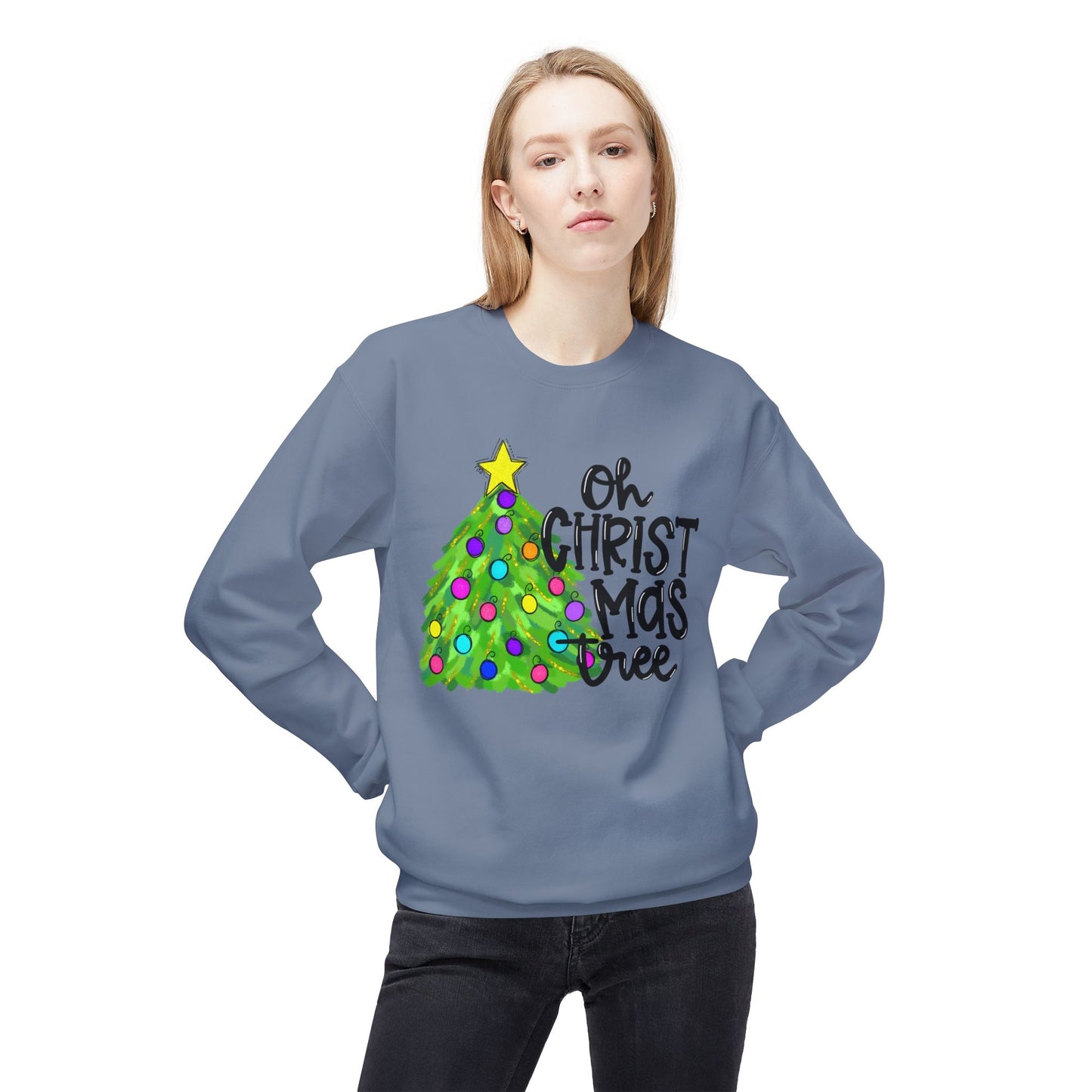 Oh Christmas Tree Unisex Midweight Softstyle Fleece Crewneck Sweatshirt