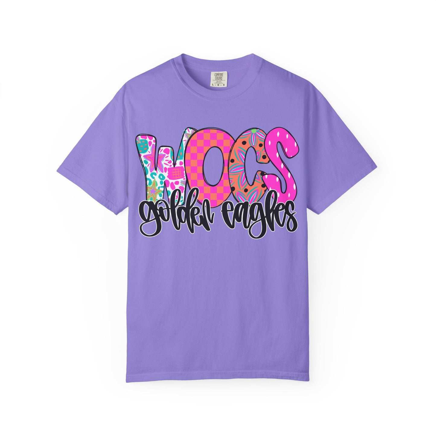 WOCS Golden Eagles Script comfort colors tee