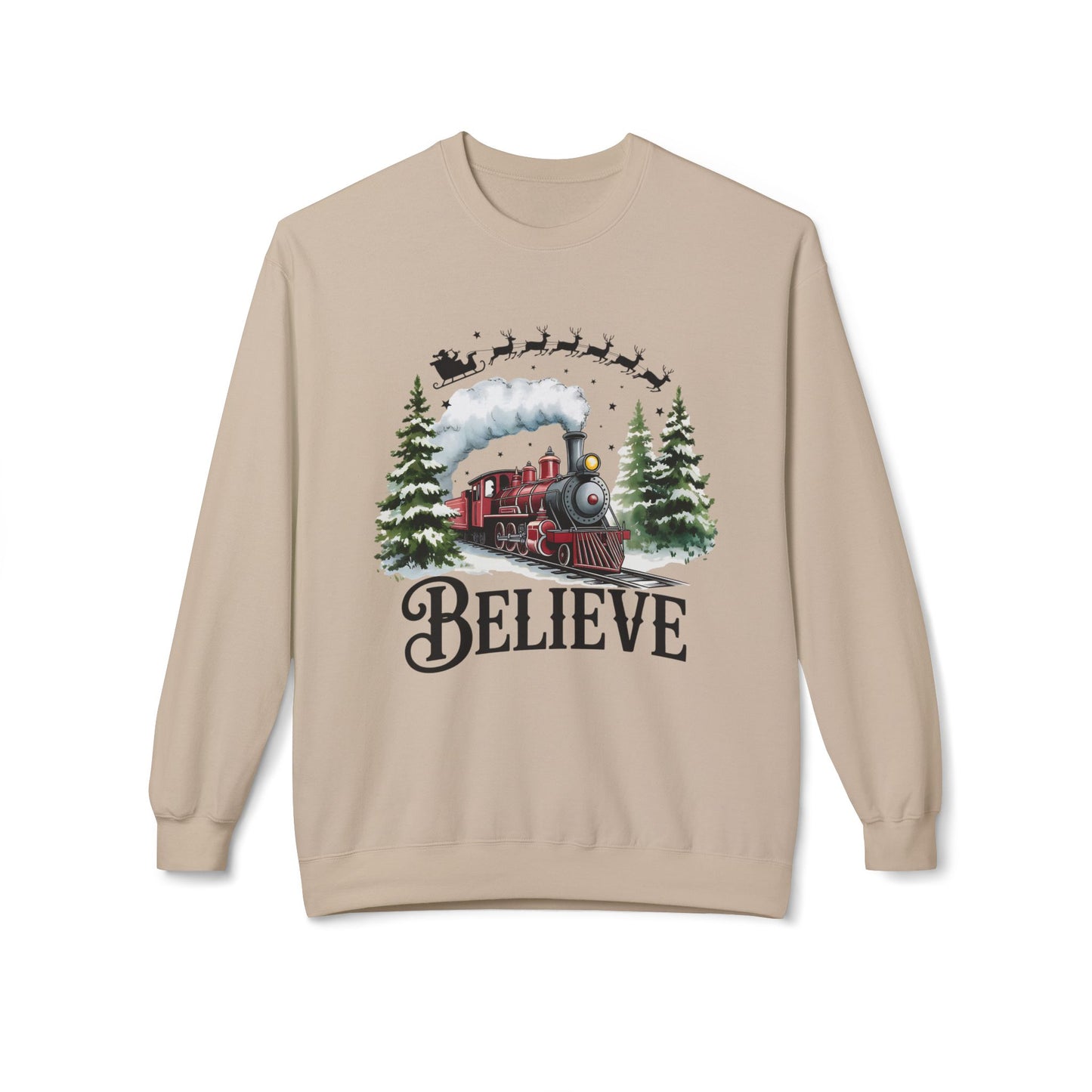 Christmas Believe Softstyle Fleece Crewneck Sweatshirt