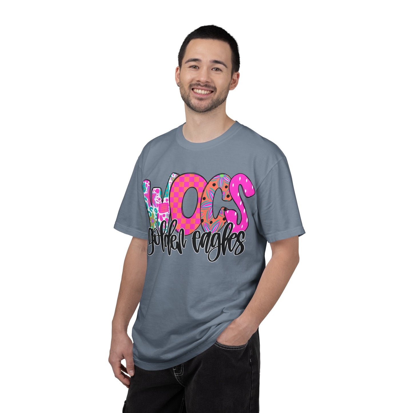 WOCS Golden Eagles Script comfort colors tee