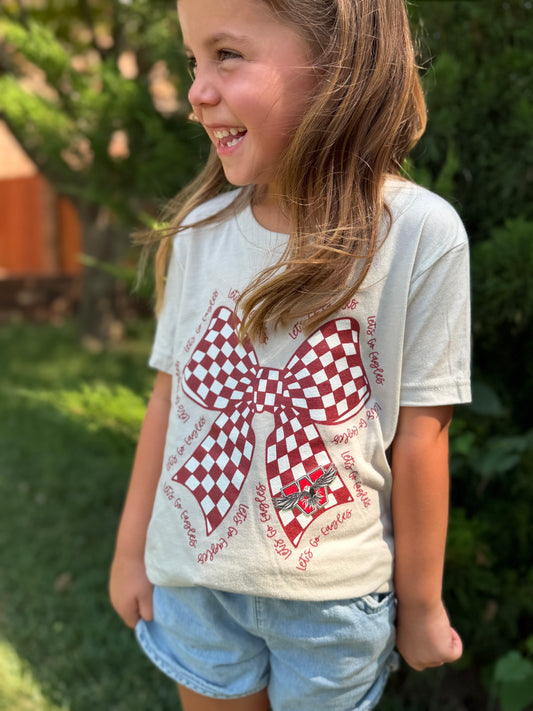 Youth Lets Go Eagles Coquette Bow Tee