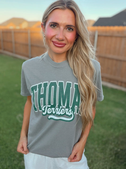 Thomas Terrier Varsity Comfort Colors Tee