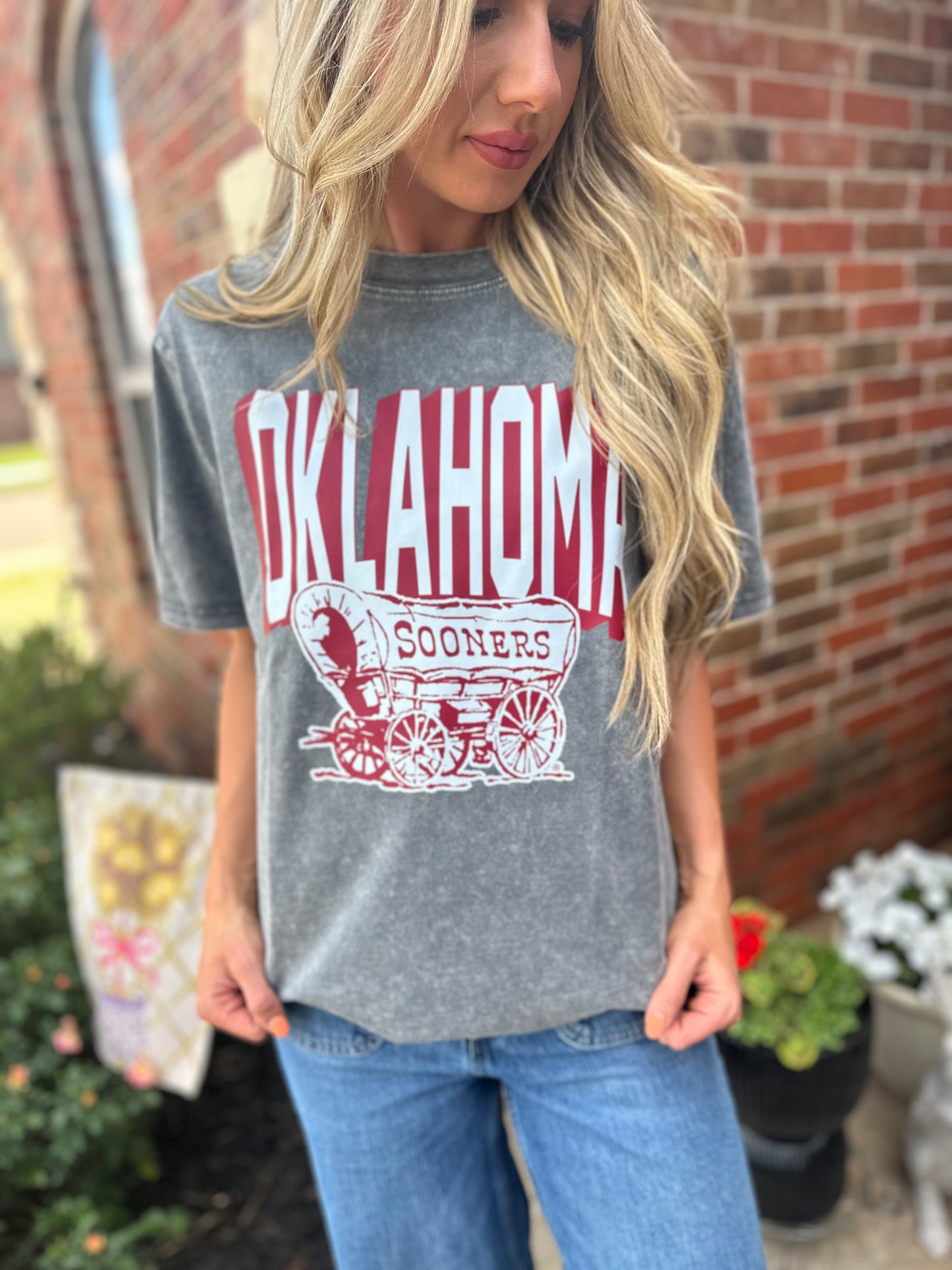 Licensed Oversized Oklahoma Crewneck Tee by GameDay Social