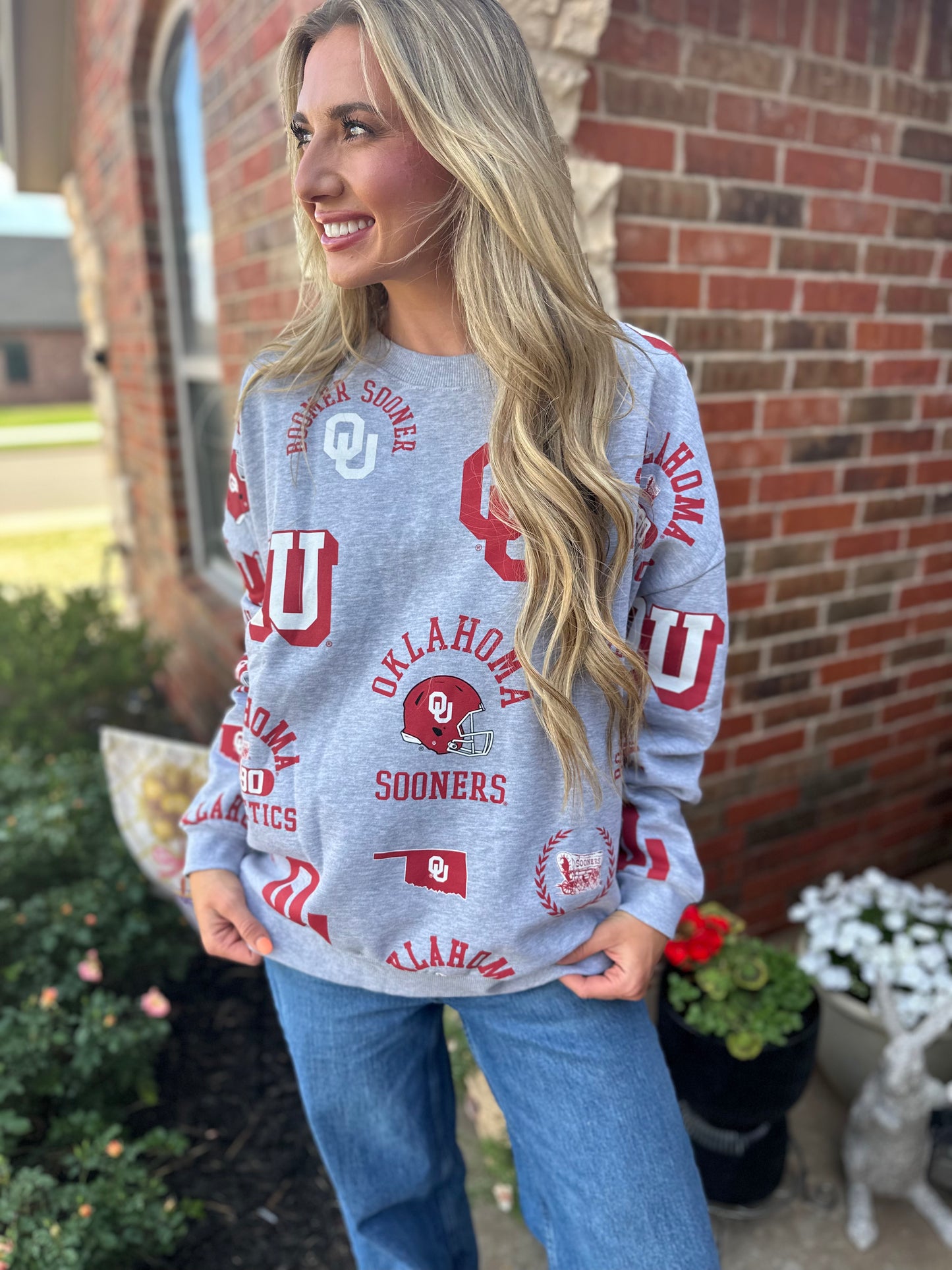Licensed All Over Oklahoma Crewneck by GameDay Social