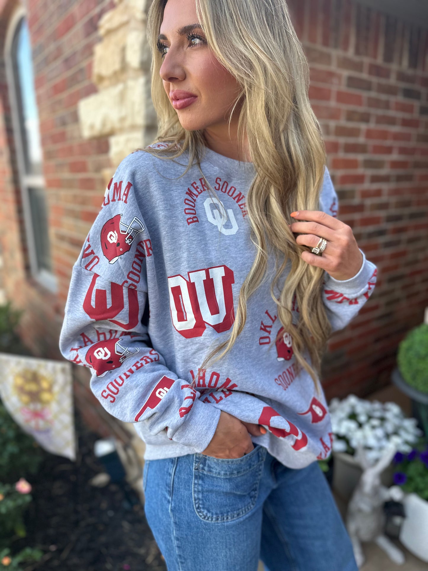 Licensed All Over Oklahoma Crewneck by GameDay Social